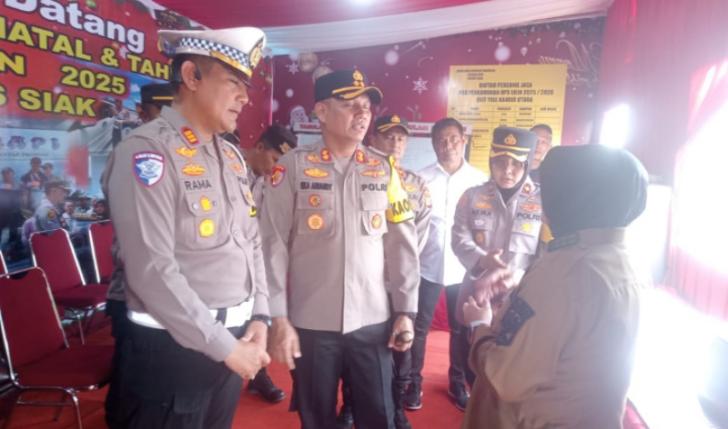 Kapolres Siak Cek Kesiapan Pos Pengamanan Exit Tol Kandis Utara Jelang Natal dan Tahun Baru